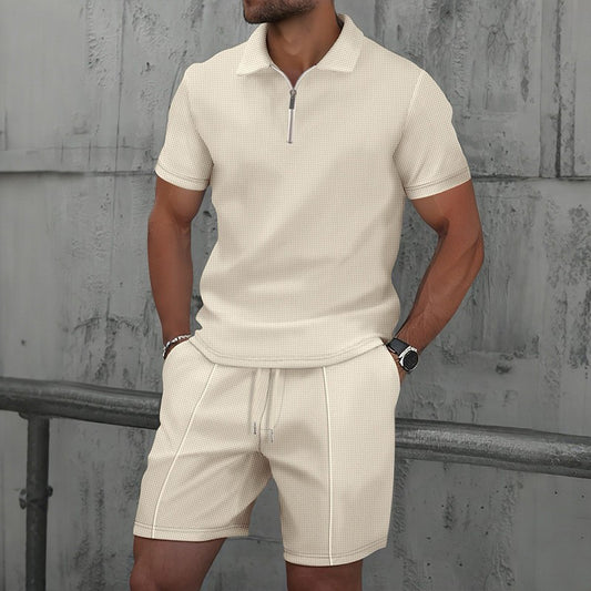 Men Sport Set - Texture Lapel Polo