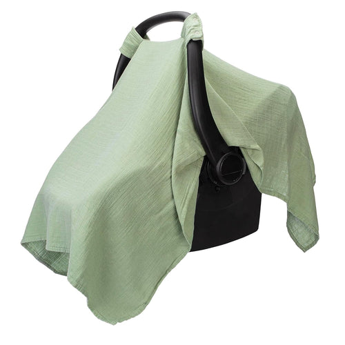 Baby Car Seat Cover - Soft, Breathable & Lightweight Large Car Seat Canopy, Sage