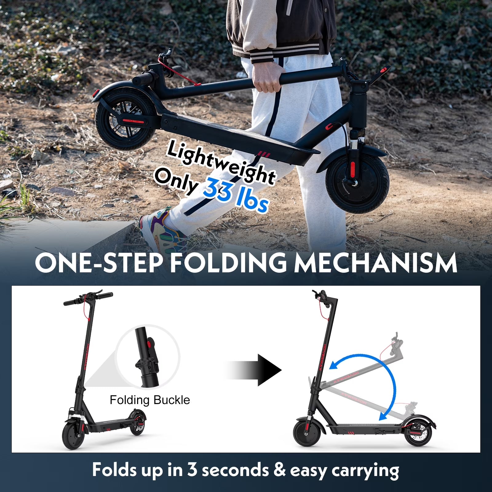 High-Performance Electric Scooter for Adults - Dual Suspension, 350W Motor, 18.6 MPH, 19 Miles Range, Foldable Design & APP Control