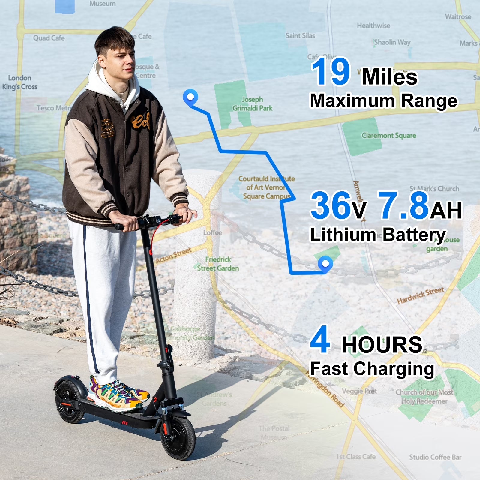 High-Performance Electric Scooter for Adults - Dual Suspension, 350W Motor, 18.6 MPH, 19 Miles Range, Foldable Design & APP Control