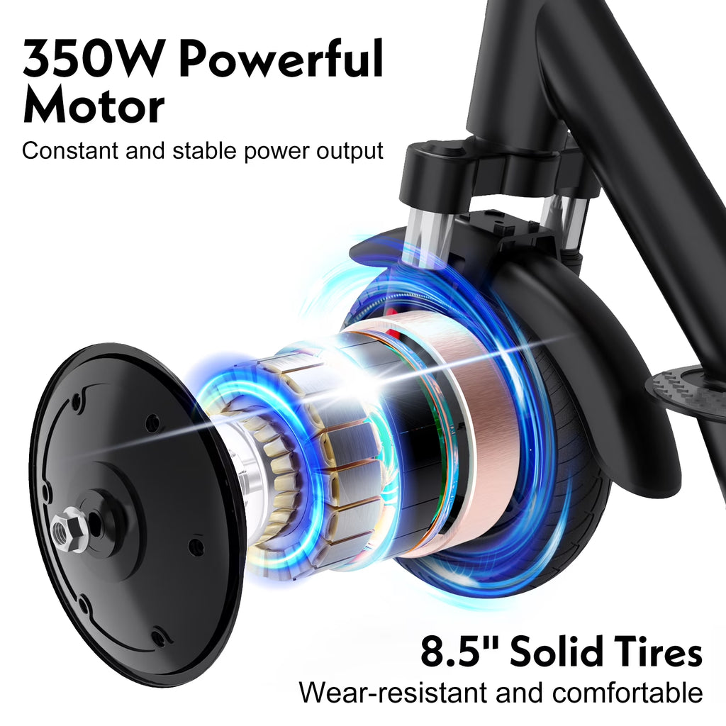High-Performance Electric Scooter for Adults - Dual Suspension, 350W Motor, 18.6 MPH, 19 Miles Range, Foldable Design & APP Control