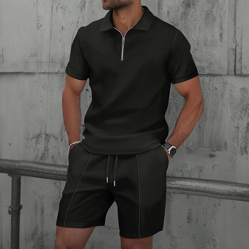 Men Sport Set - Texture Lapel Polo