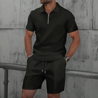 Men Sport Set - Texture Lapel Polo