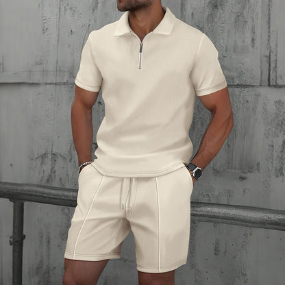 Men Sport Set - Texture Lapel Polo