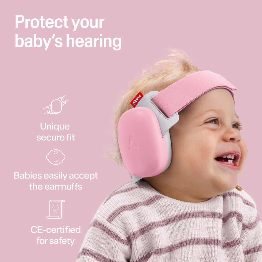 Alpine Muffy Baby Comfort - Protects Hearing for Babies and Toddlers - CE & ANSI Certified - Headband for Safe Fit & Comfort - Adjustable for Ages 3-48 Months - 24Db Sound Reduction