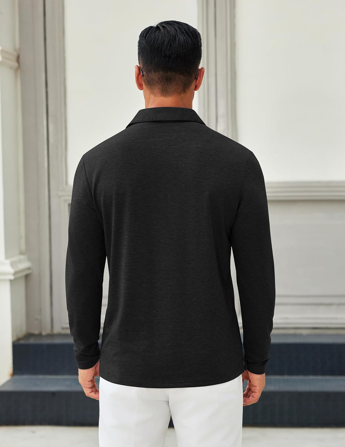 Men's Long Sleeve Polo Pullover Shirt