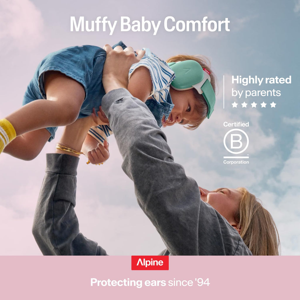 Alpine Muffy Baby Comfort - Protects Hearing for Babies and Toddlers - CE & ANSI Certified - Headband for Safe Fit & Comfort - Adjustable for Ages 3-48 Months - 24Db Sound Reduction