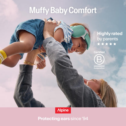 Alpine Muffy Baby Comfort - Protects Hearing for Babies and Toddlers - CE & ANSI Certified - Headband for Safe Fit & Comfort - Adjustable for Ages 3-48 Months - 24Db Sound Reduction