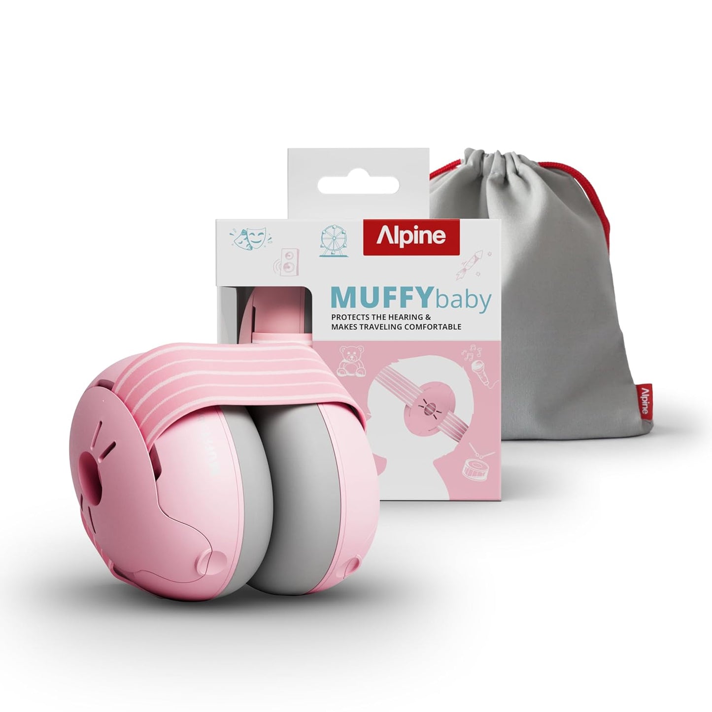 Alpine Muffy Baby Ear Protection for Babies and Toddlers up to 36 Months - CE & ANSI Certified - Noise Reduction Earmuffs - Comfortable Baby Headphones against Hearing Damage & Improves Sleep 