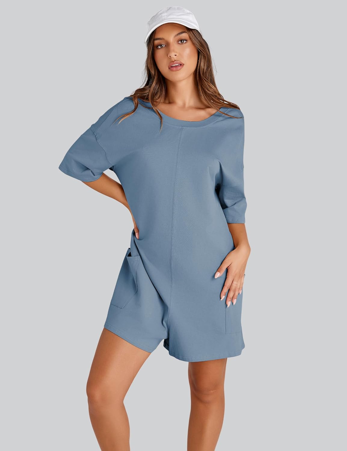Rompers for Women Casual Oversized Athletic Jumpsuits Overalls Workout Hot Shot Tee Romper