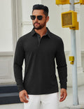 Men's Long Sleeve Polo Pullover Shirt