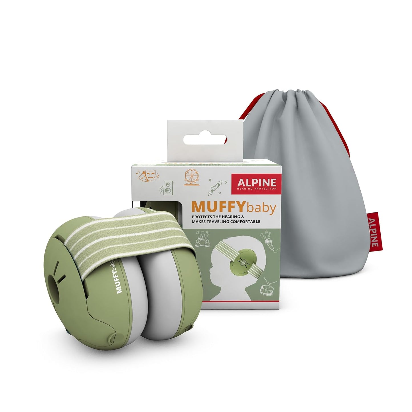 Alpine Muffy Baby Ear Protection for Babies and Toddlers up to 36 Months - CE & ANSI Certified - Noise Reduction Earmuffs - Comfortable Baby Headphones against Hearing Damage & Improves Sleep 