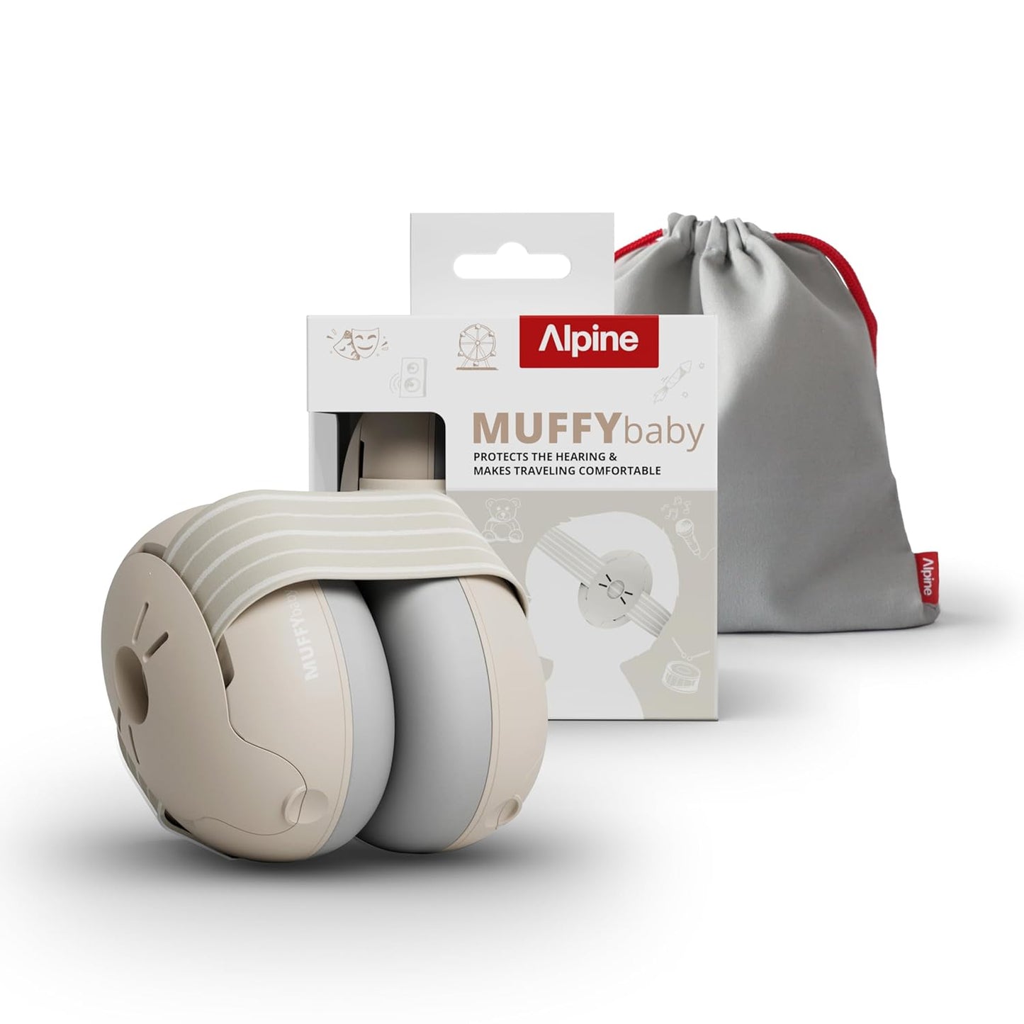 Alpine Muffy Baby Ear Protection for Babies and Toddlers up to 36 Months - CE & ANSI Certified - Noise Reduction Earmuffs - Comfortable Baby Headphones against Hearing Damage & Improves Sleep 