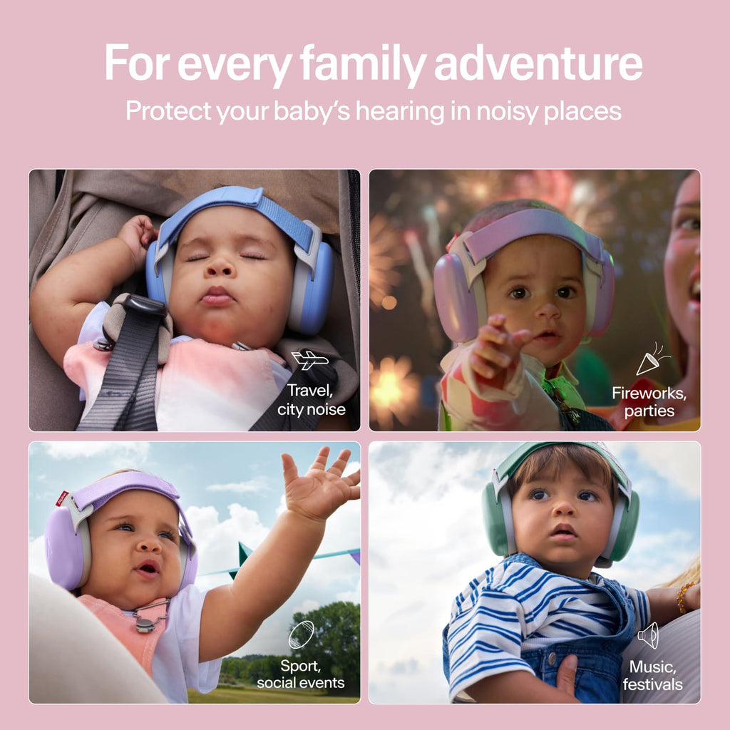 Alpine Muffy Baby Comfort - Protects Hearing for Babies and Toddlers - CE & ANSI Certified - Headband for Safe Fit & Comfort - Adjustable for Ages 3-48 Months - 24Db Sound Reduction