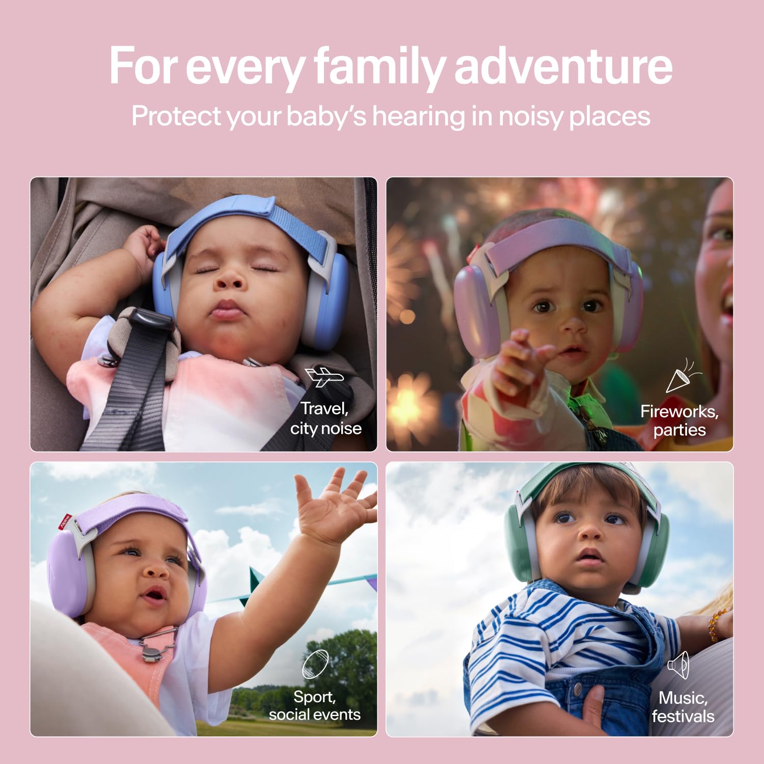 Alpine Muffy Baby Comfort - Protects Hearing for Babies and Toddlers - CE & ANSI Certified - Headband for Safe Fit & Comfort - Adjustable for Ages 3-48 Months - 24Db Sound Reduction
