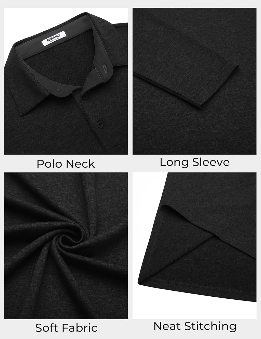 Men's Long Sleeve Polo Pullover Shirt