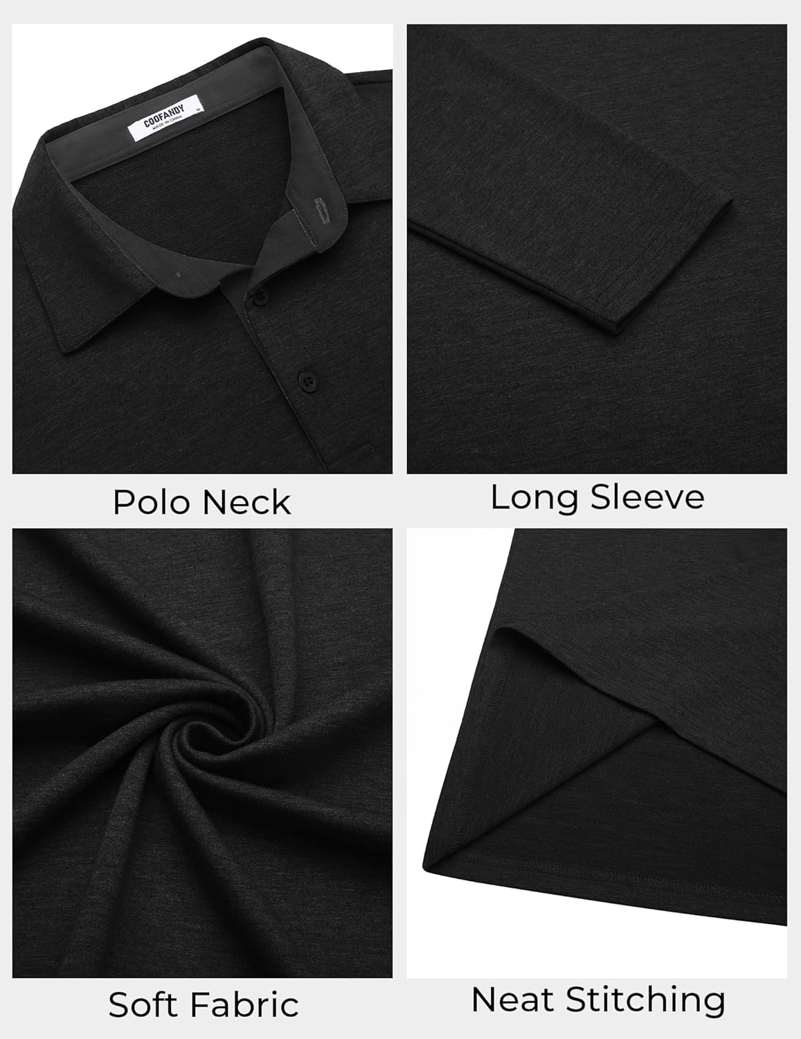 Men's Long Sleeve Polo Pullover Shirt