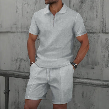 Men Sport Set - Texture Lapel Polo