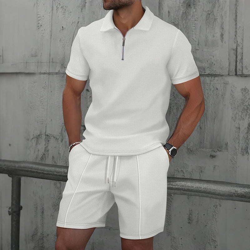 Men Sport Set - Texture Lapel Polo