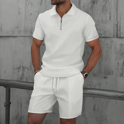 Men Sport Set - Texture Lapel Polo