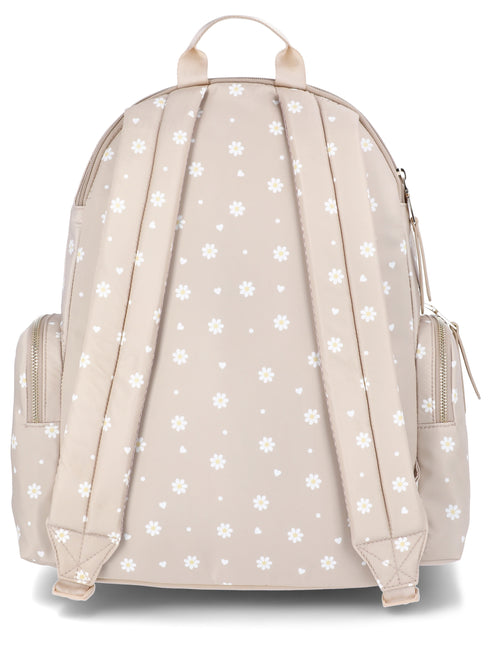 18.5" Women'S Dome Backpack with Front Pocket and Removable Pouch, Khaki Daisy