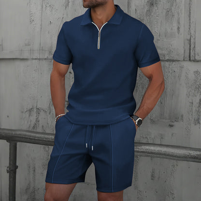 Men Sport Set - Texture Lapel Polo