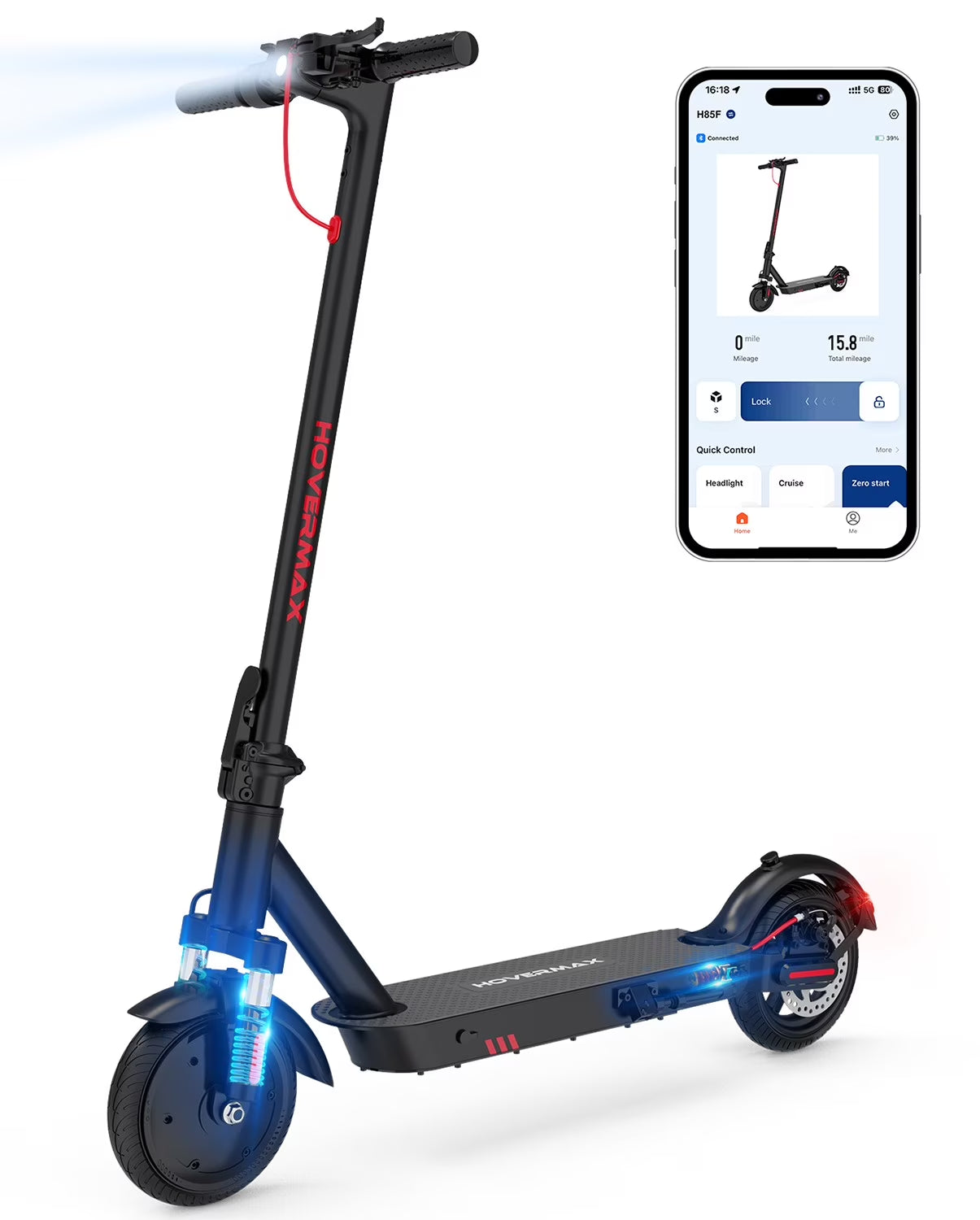 High-Performance Electric Scooter for Adults - Dual Suspension, 350W Motor, 18.6 MPH, 19 Miles Range, Foldable Design & APP Control