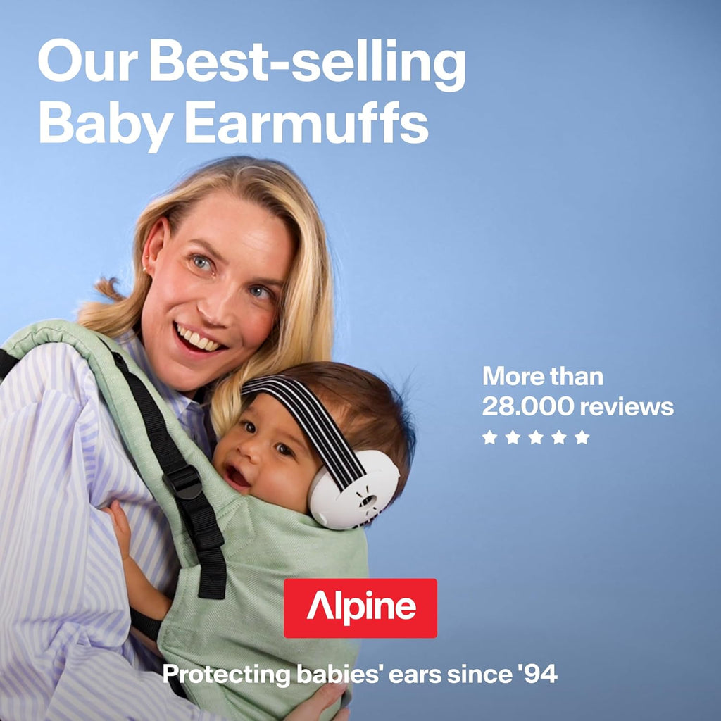 Alpine Muffy Baby Ear Protection for Babies and Toddlers up to 36 Months - CE & ANSI Certified - Noise Reduction Earmuffs - Comfortable Baby Headphones against Hearing Damage & Improves Sleep 