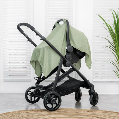 Baby Car Seat Cover - Soft, Breathable & Lightweight Large Car Seat Canopy, Sage